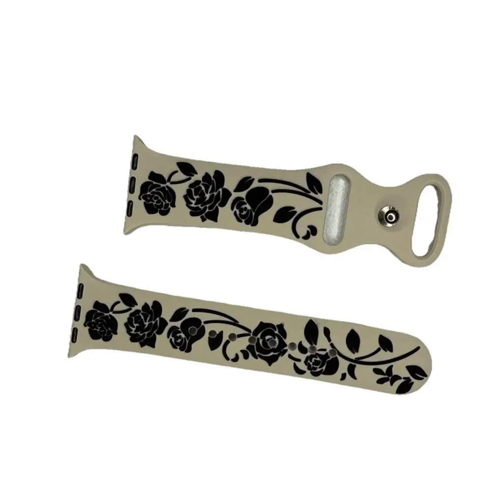 Floral Engraved Band Compatible with Apple Watch 42/44/45/49mm